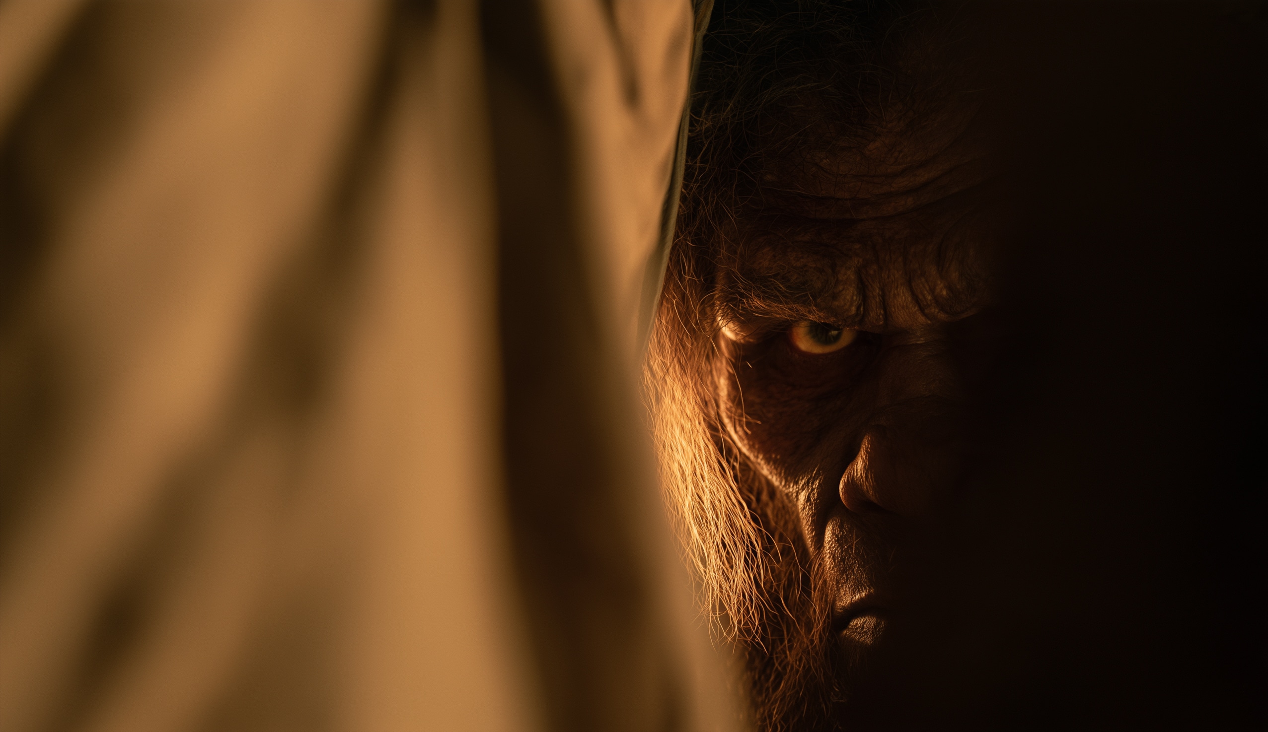 The Mogollon Monster peeks menacingly into a tent.